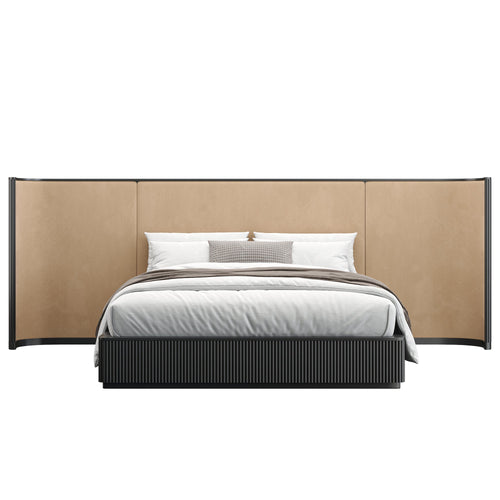 Baxter Bed Black w/ Camel Velvet Headboard