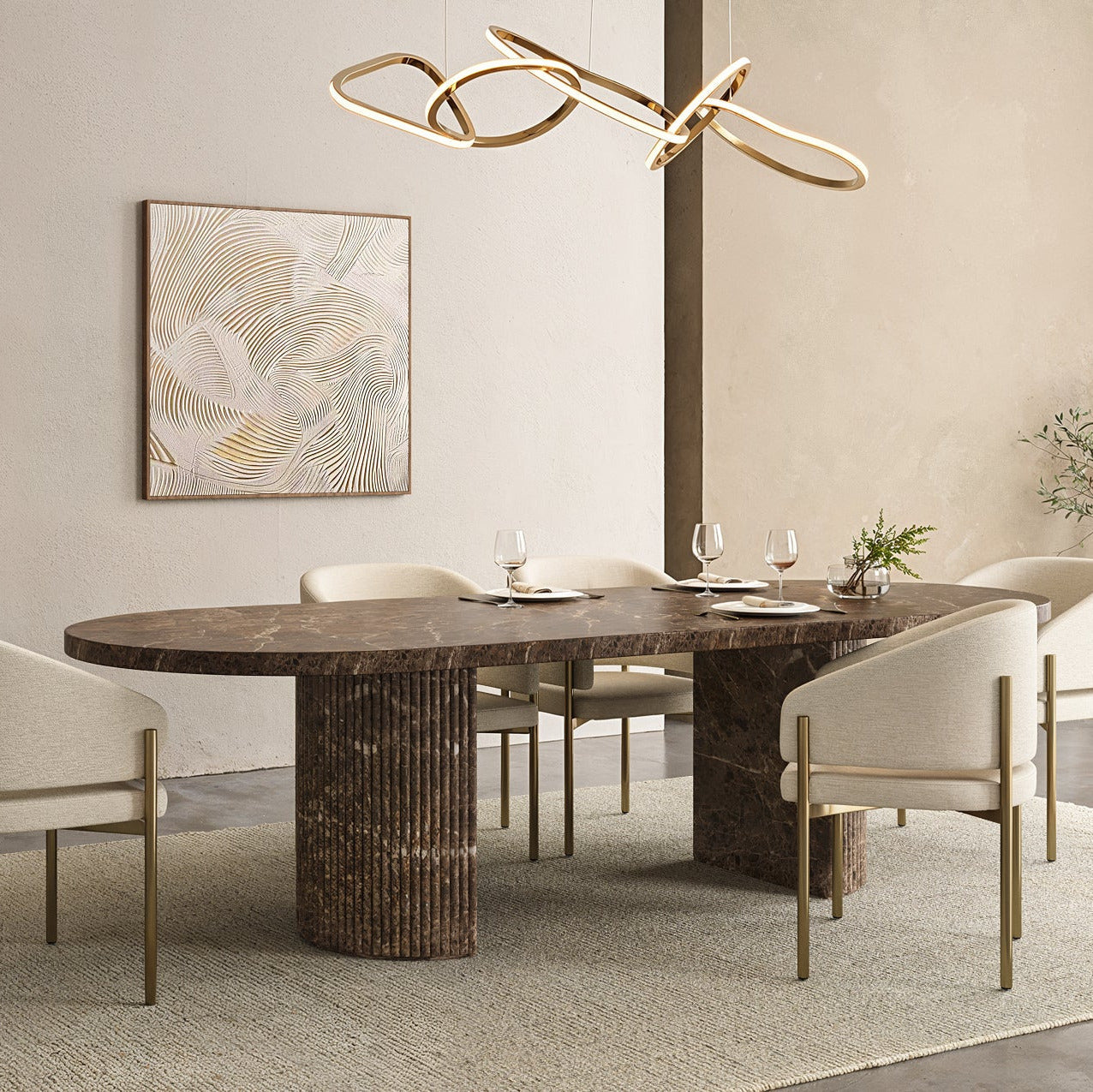 Bloom Dining Table Brown Marble