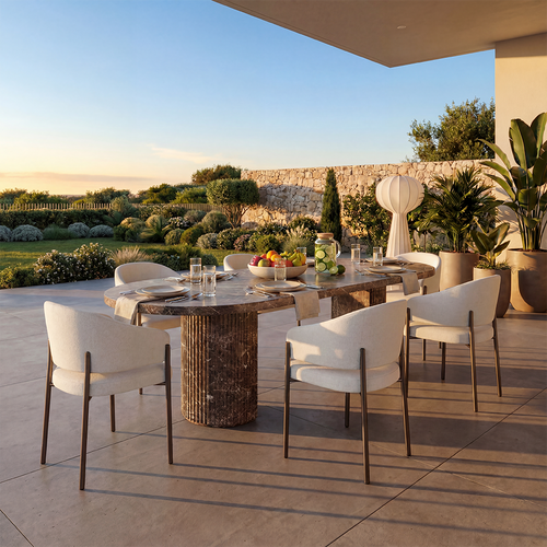 Bloom Dining Table Brown Marble
