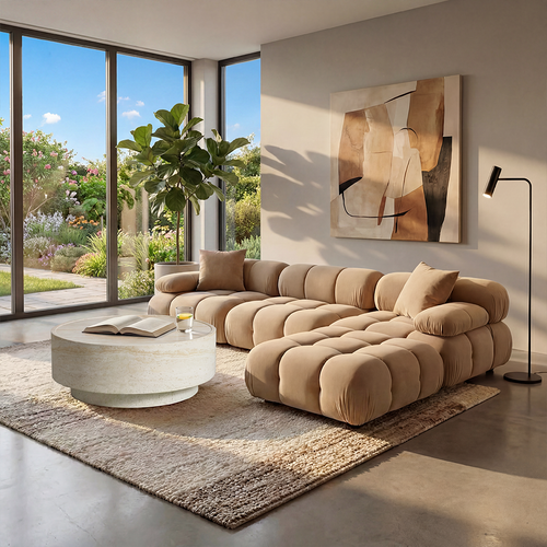 Forma Sectional Sofa Camel Velvet