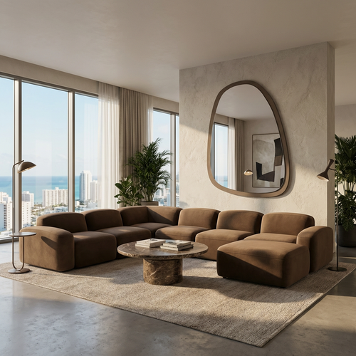 Brunello Sectional Sofa Brown Velvet