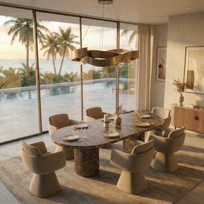 Bloom Dining Table Brown Marble